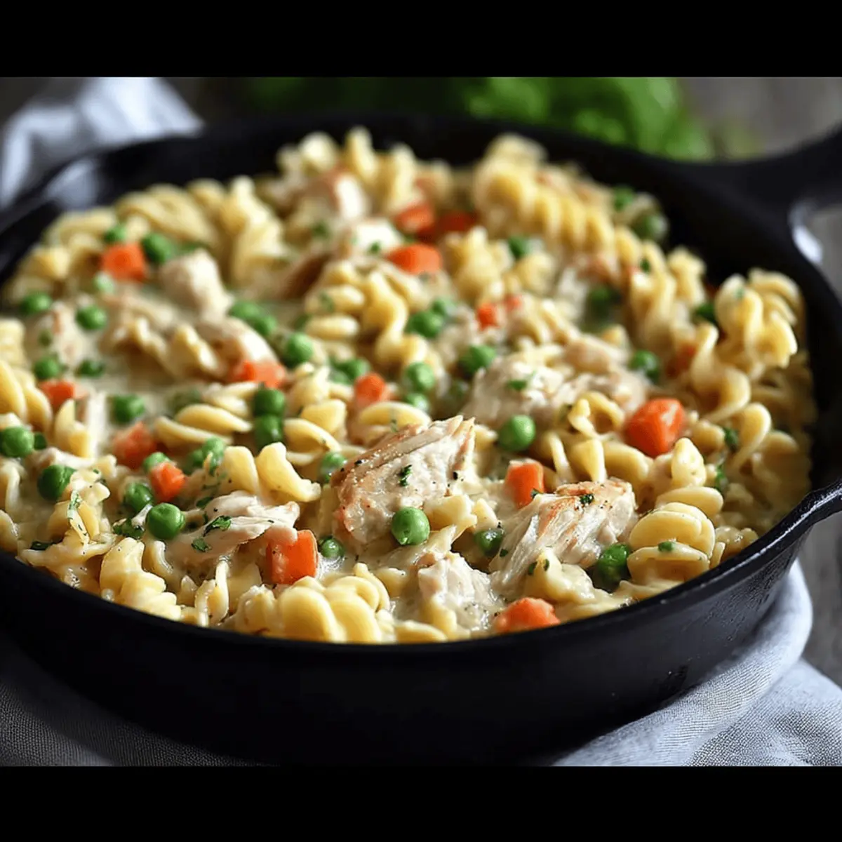 Chicken Pot Pie Noodle Skillet: Comforting & Easy Weeknight Feast