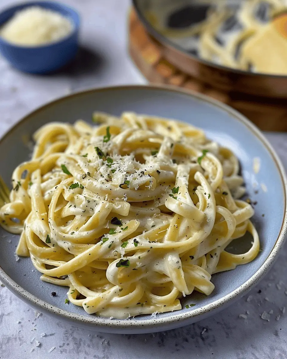 Easy Creamy Fettuccine Alfredo with Turkey Bacon & Chicken Ham