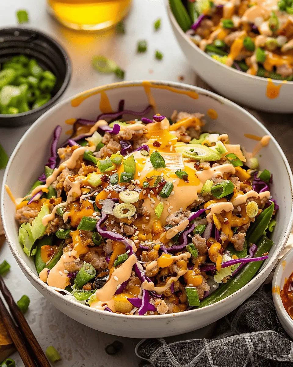 Egg Roll in a Bowl: Easy Recipe with Creamy Chili Sauce