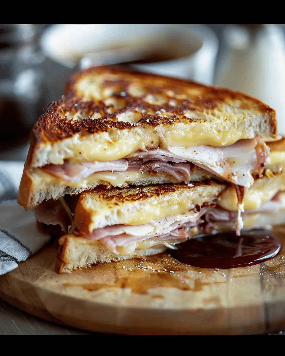 Monte Cristo Sandwich: Indulgent Turkey Bacon & Chicken Ham Delight