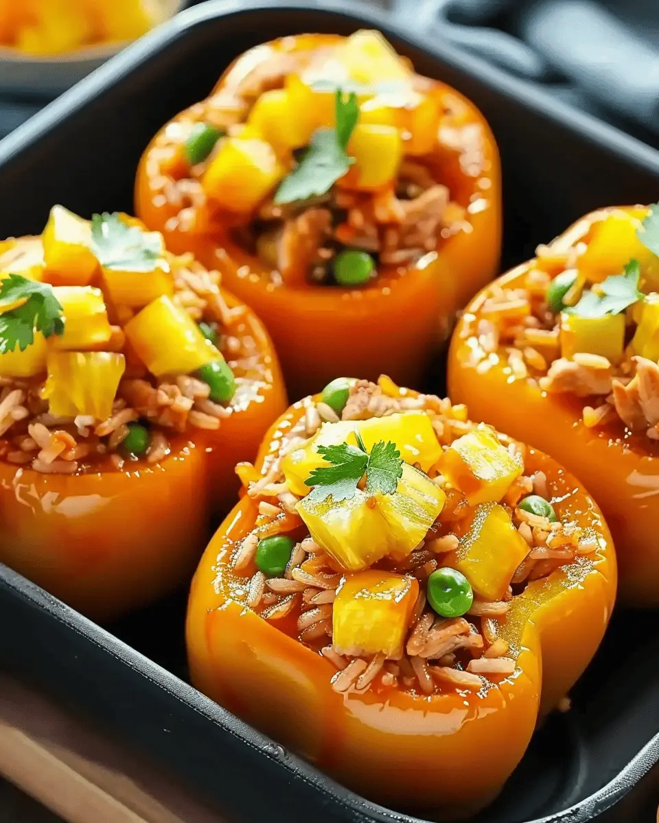 Teriyaki Pineapple Chicken & Rice Stuffed Peppers