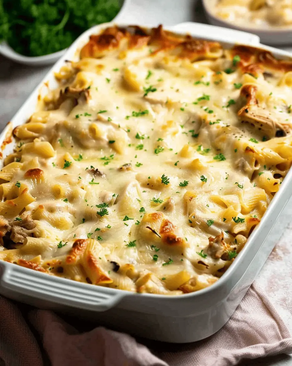 Chicken Tetrazzini – creamy Italian pasta bake