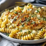 Creamy Garlic Parmesan Chicken with Cheesy Twisted Pasta