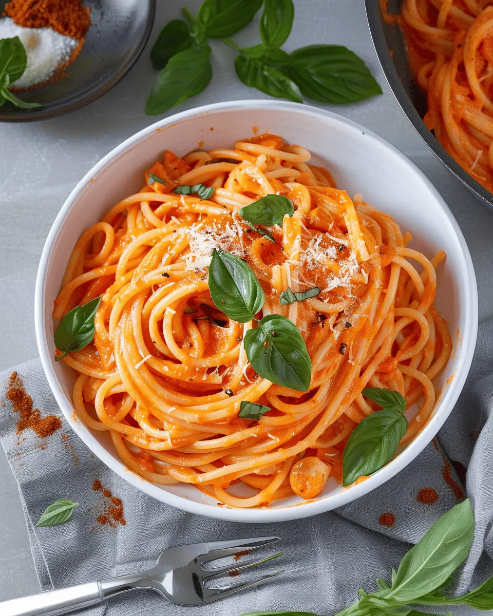 Creamy Roasted Red Pepper Pasta with Turkey Bacon: A Comforting Delight