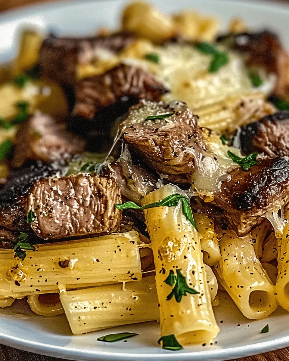 Garlic Butter Steak Tips: Indulgent Cheesy Rigatoni Delight