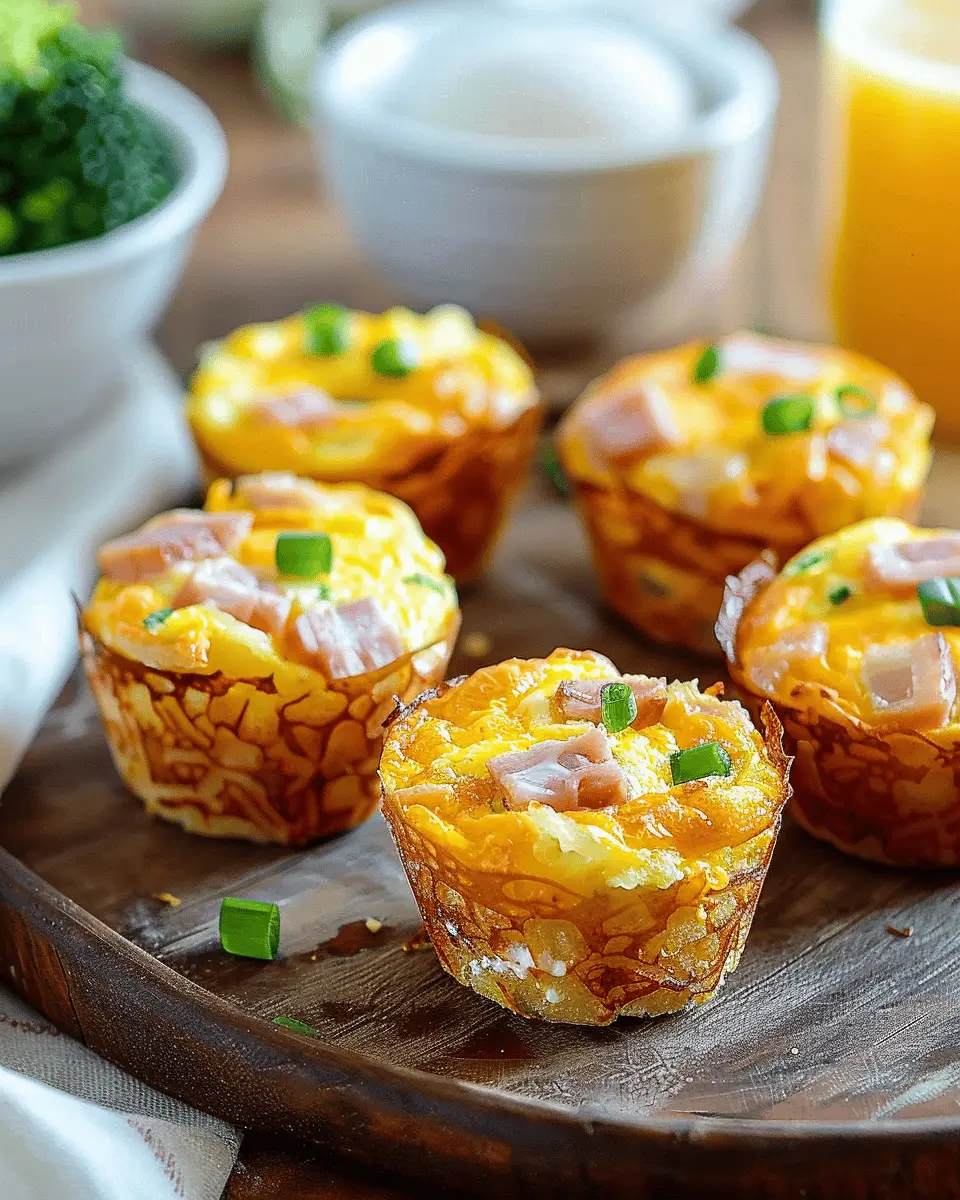 Breakfast muffins with a hash brown crust: Easy Turkey Bacon Delight