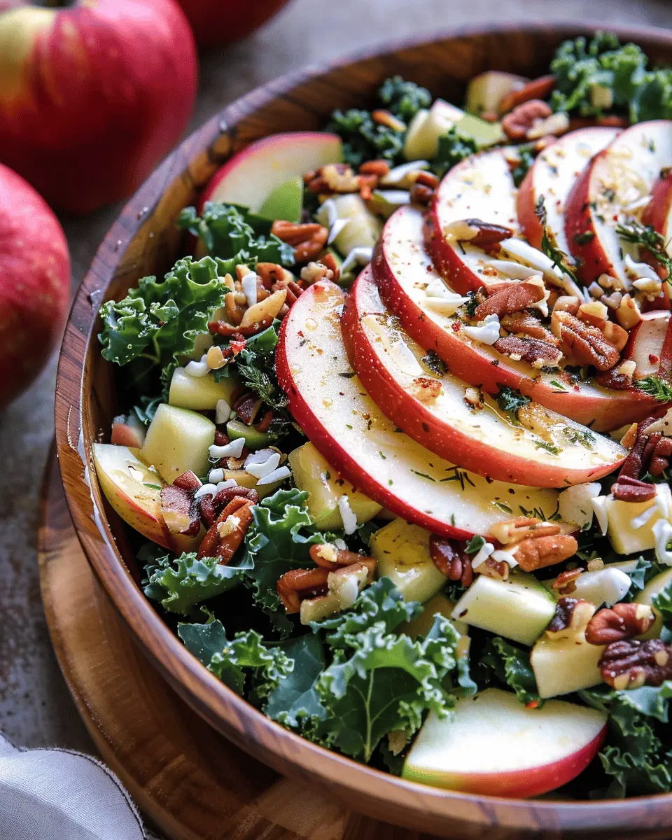 Fall Harvest Honeycrisp Apple and Kale Salad with Turkey Bacon Delight