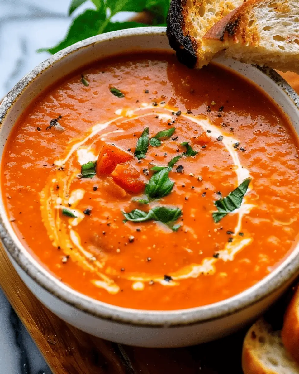 Creamy Tomato Bisque Soup Recipe with Turkey Bacon Delight