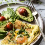 Baked Egg Crepes with Spring Herbs and Avocado.
