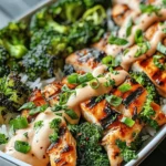 Grilled Chicken & Broccoli Bowls With Creamy Garlic Sauce