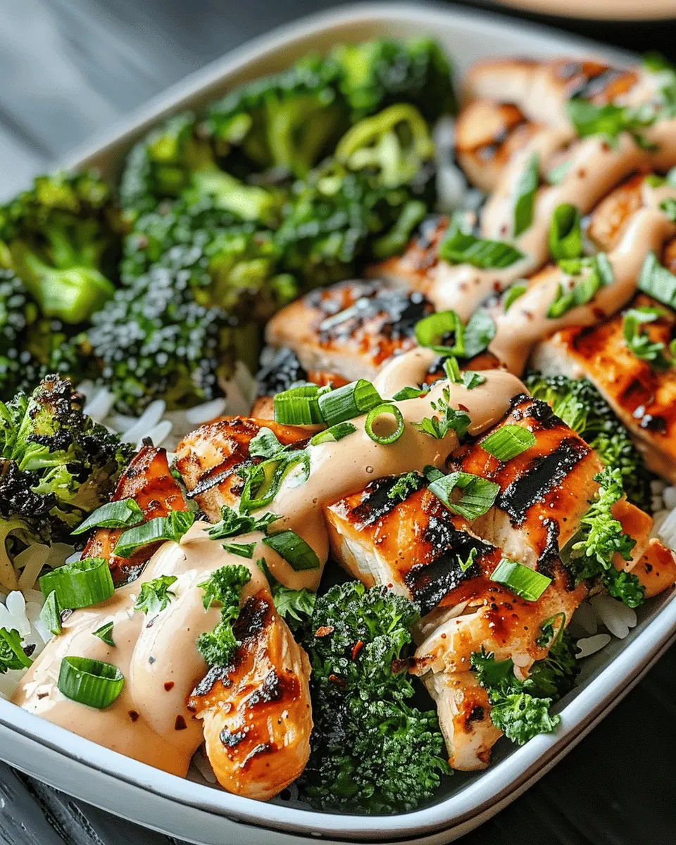 Grilled Chicken Broccoli Bowls with Creamy Garlic Sauce: Easy & Delicious
