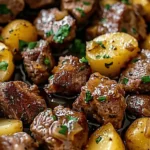 Slow Cooker Garlic Butter Beef Bites & Potatoes