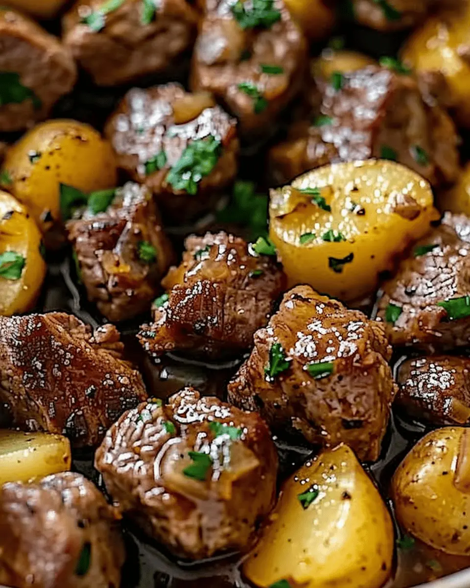 Slow Cooker Garlic Butter Beef Bites & Potatoes Made Easy