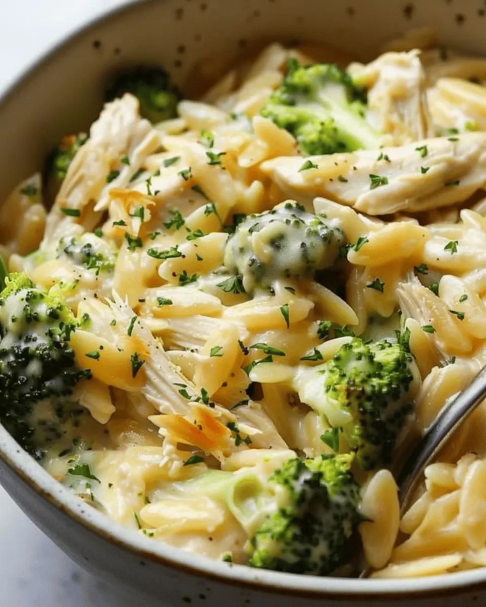 Cheesy Chicken Broccoli Orzo: Easy Comfort Food Delight