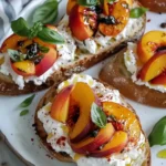 Quick Peach Bruschetta with Whipped Ricotta