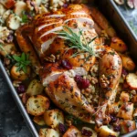 Sheet Pan Herb Roasted Turkey and Cranberry Pecan Stuffing