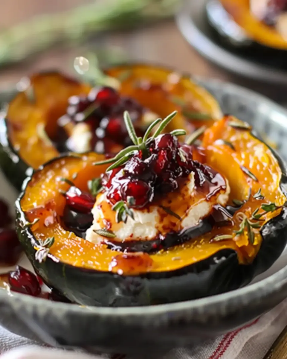 Honey-Glazed Acorn Squash with Creamy Goat Cheese and Cranberry Drizzle: A Deliciously Cozy Dish