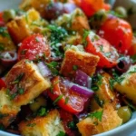 Feta, Tomato & Olive Salad with Garlicky Croutons – A Fresh Mediterranean Side That’s Big on Flavor and Ready in Minutes
