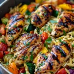 Easy Balsamic Chicken & Veggie Orzo