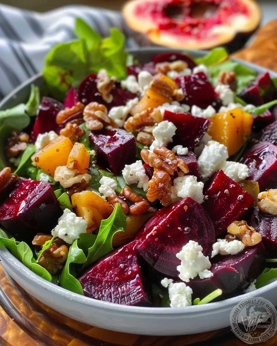 Sweet & Tangy Roasted Beet Salad: Easy Recipe with Goat Cheese & Walnuts