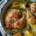 Herb Roasted Chicken in Creamy White Wine Sauce