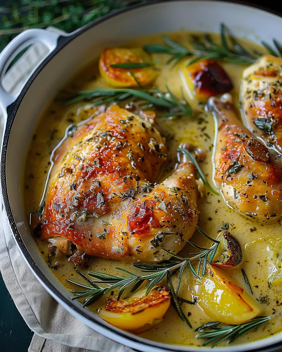 Herb Roasted Chicken in Creamy Garlic Sauce: A Juicy Delight