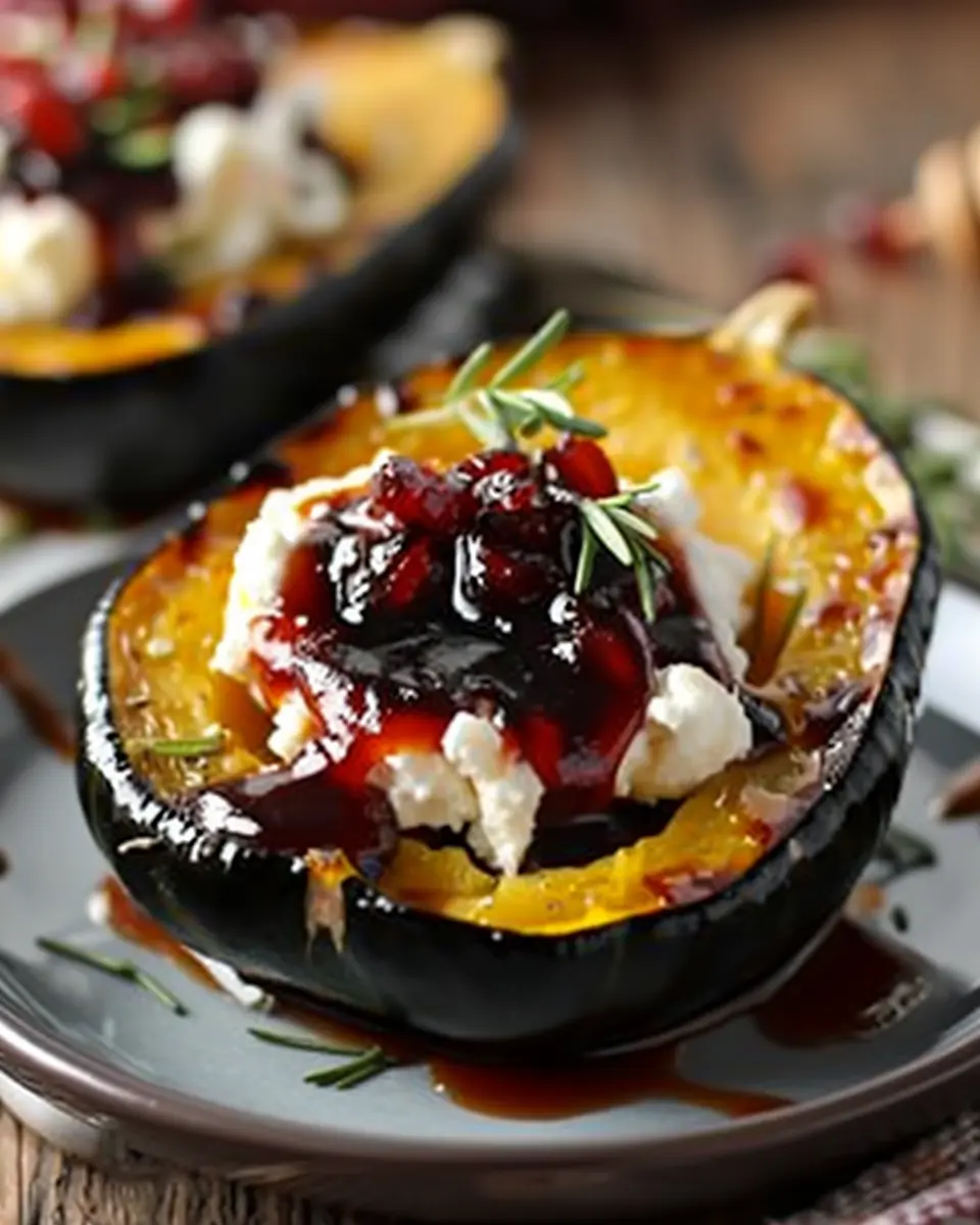 Honey Glazed Acorn Squash: Indulgent Goat Cheese & Cranberry Drizzle