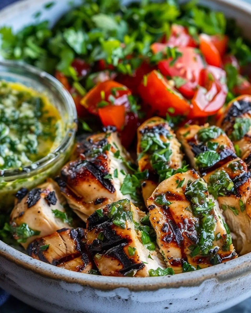 Chimichurri Grilled Chicken Bowl: Juicy Garlic Sauce Delight