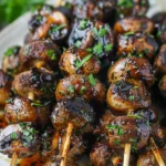 Balsamic Garlic Grilled Mushroom Skewers