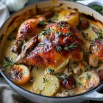 Herb Roasted Chicken in Creamy White Wine Sauce