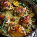 Herb Roasted Chicken in Creamy White Wine Sauce