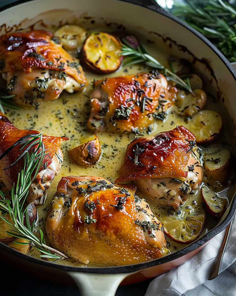 Herb Roasted Chicken in Creamy Garlic Sauce for Joyful Meals