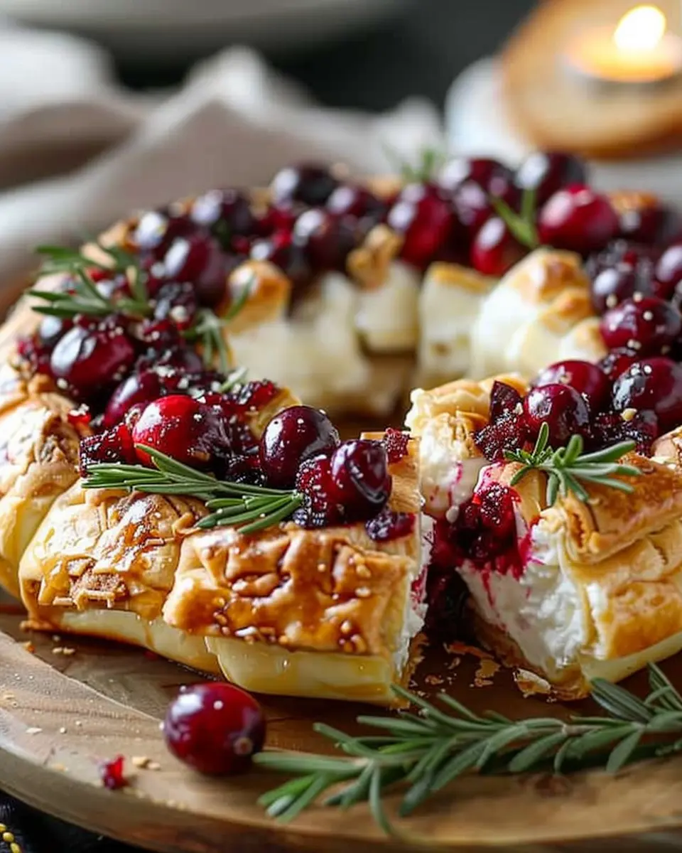 Brie Cheese and Cranberry Christmas Wreath: An Indulgent Holiday Treat