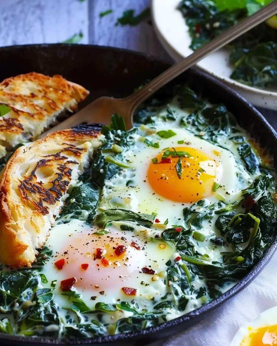 Creamy Spinach and Eggs Delight with Turkey Bacon and Chicken Ham