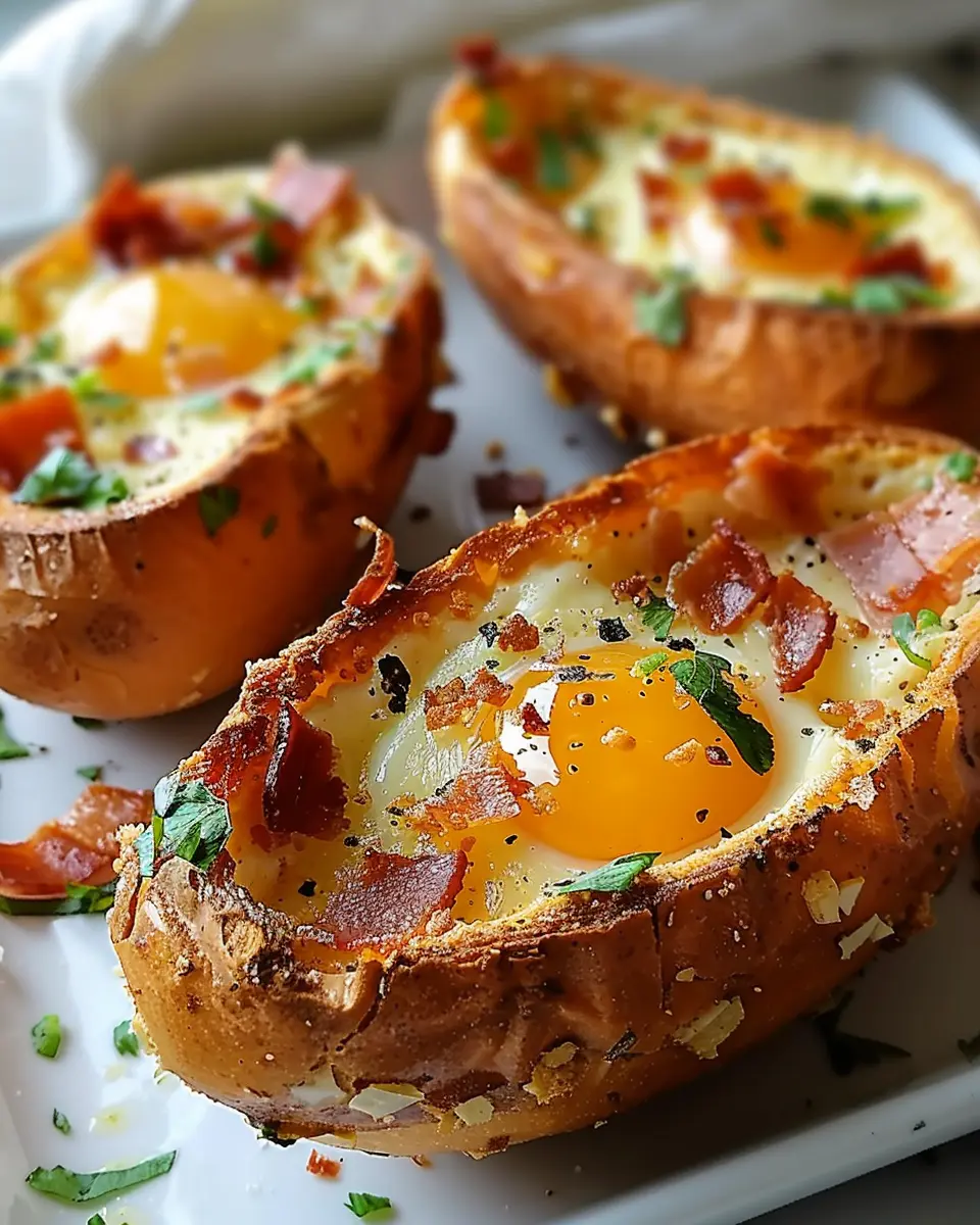 Baked Egg Boats Recipe: Easy Turkey Bacon & Chicken Ham Delight