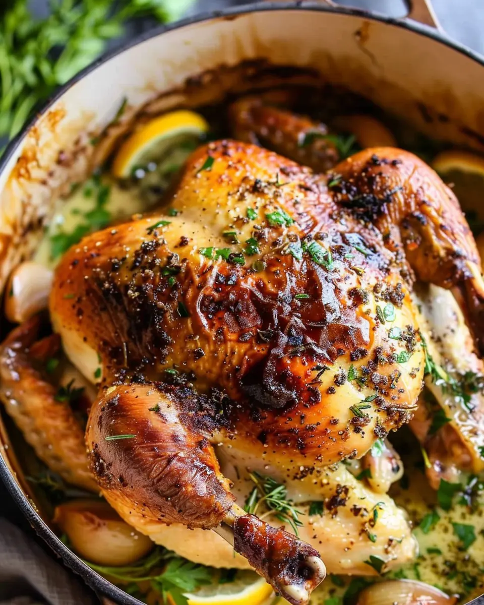 Creamy Lemon and Herb Pot Roasted Chicken Delightfully Easy