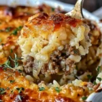 French Onion Ground Beef and Rice Casserole