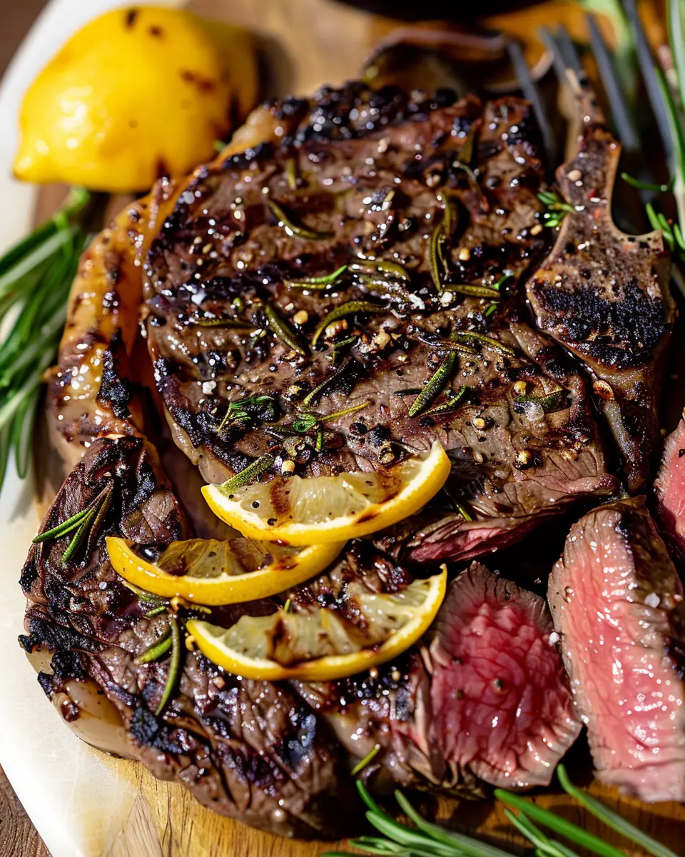 Grilled Tuscan Steak: Juicy Delight with Lemon, Garlic, and Rosemary