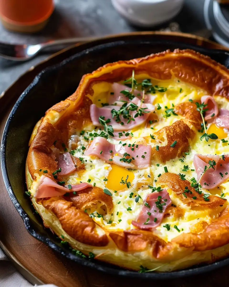 Ham and Cheese Dutch Baby: Indulgent Savory Pancake with Chicken Ham