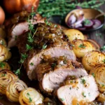 Maple Mustard Pork Tenderloin with Caramelized Onions