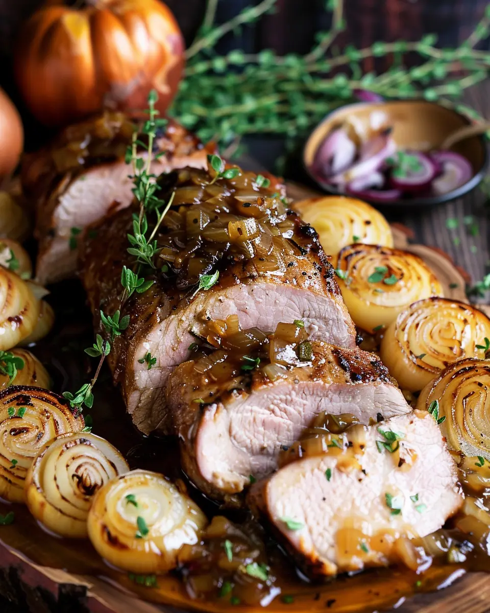 Maple Mustard Pork Tenderloin with Caramelized Onions: Juicy Delight