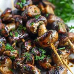 Balsamic Garlic Grilled Mushroom Skewers