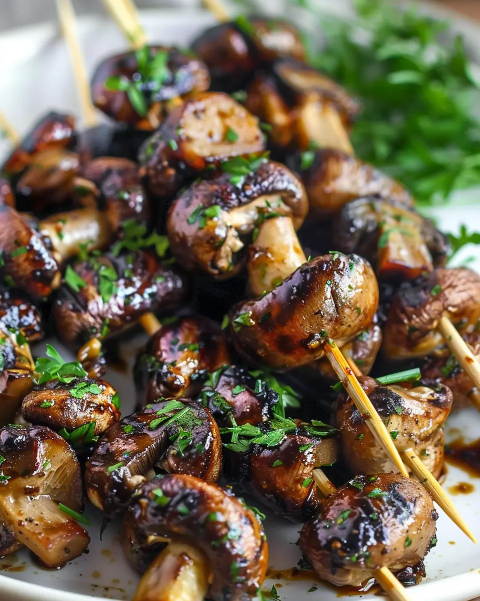 Balsamic Garlic Grilled Mushroom Skewers: Easy Flavorful Delights