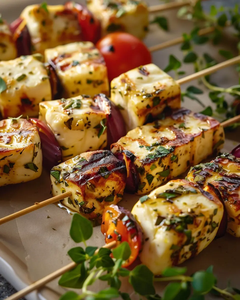 Greek Lemon And Oregano Halloumi Skewers for a Flavorful Feast