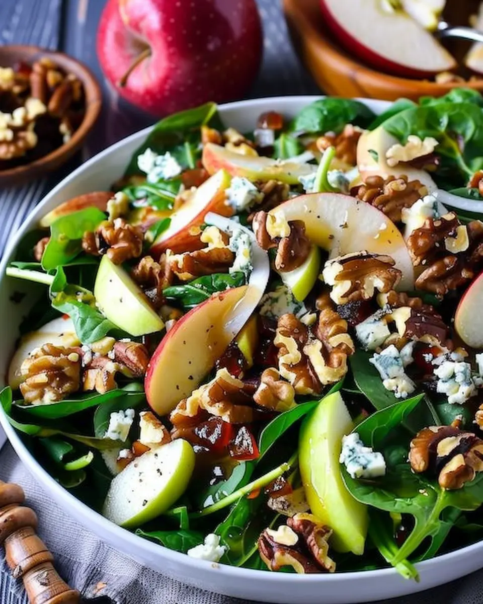 A Winter Salad: Easy Spinach, Apple, Gorgonzola &amp; Candied Walnuts