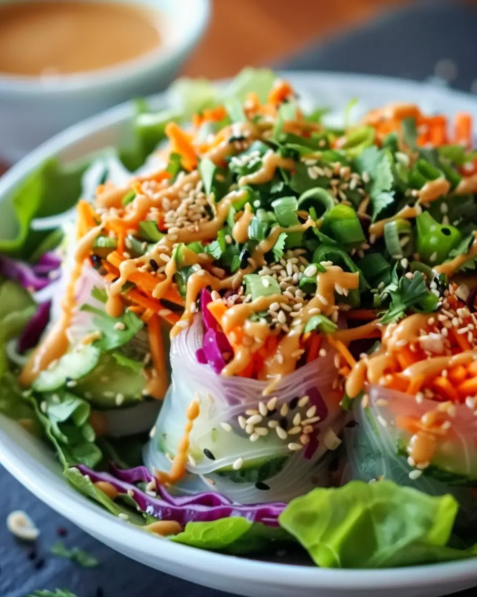 Spring Roll Salad with Peanut Dressing: Easy and Delicious Homemade Delight