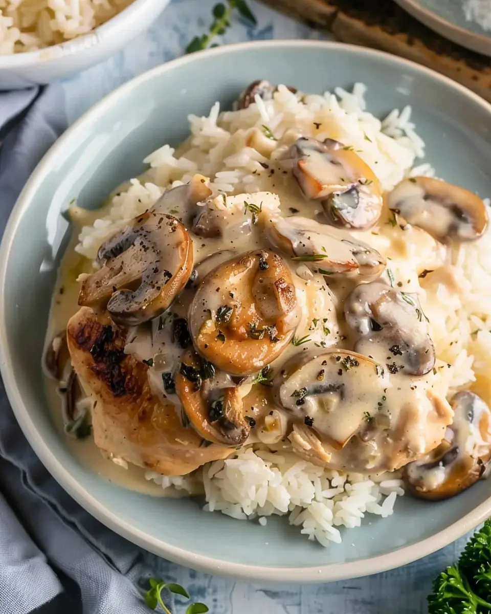 Creamy Mushroom Chicken with Rice: Easy Comfort for One